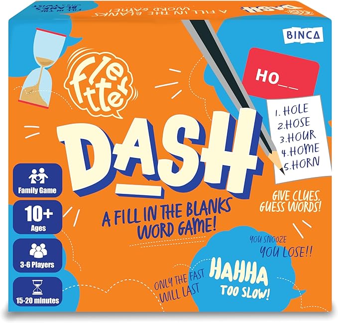 Fletter Dash, A Fun Fill-in-The-Blanks Strategic Word Card Game for All Ages | Fun and Strategic Word Game | Test Vocabulary and Concentration | A Gift for Ages 7, 8, 9, & 10 Years (3-6 Players)