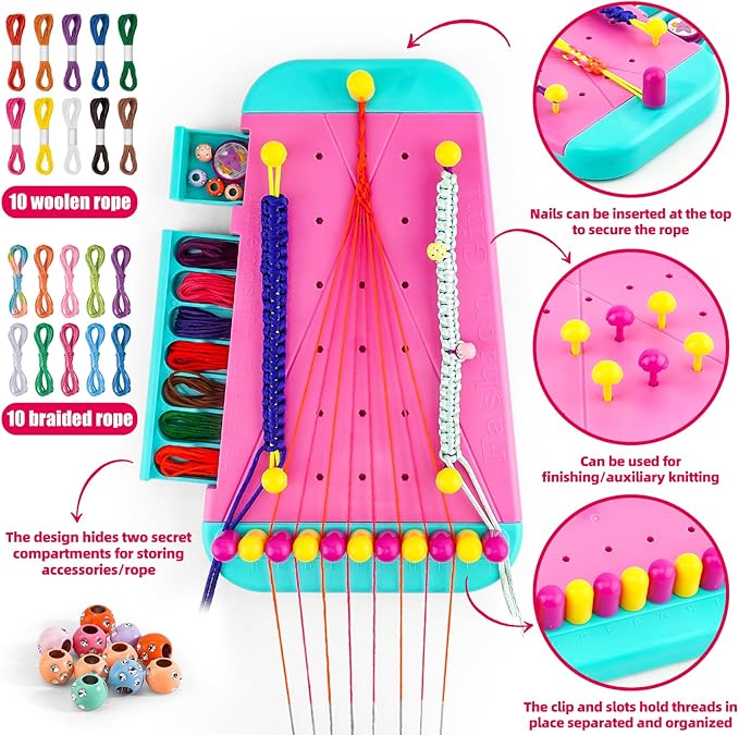 YYSTEBS Friendship Bracelet Making kit - Jewelry String braiding Set for Girls Age 6,7,8,9,10,11,12, Creative Toys for Christmas and Birthday Gifts