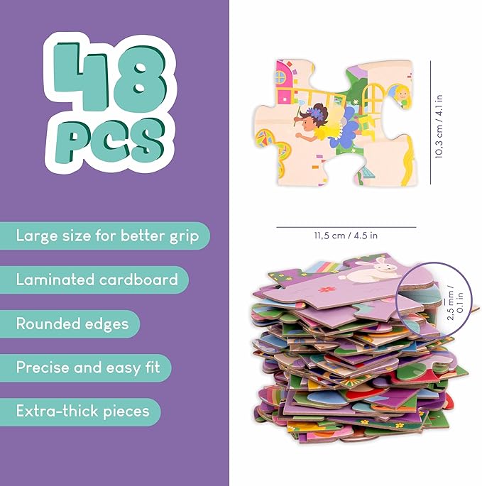 BONNYCO Giant Floor Puzzles for Kids of Fantasy Castle with 48 Large Pieces. Jumbo Puzzle 36.2 x 24.4 in, Gifts for Girls and Boys, Educational Kids Toys Ages 2-8