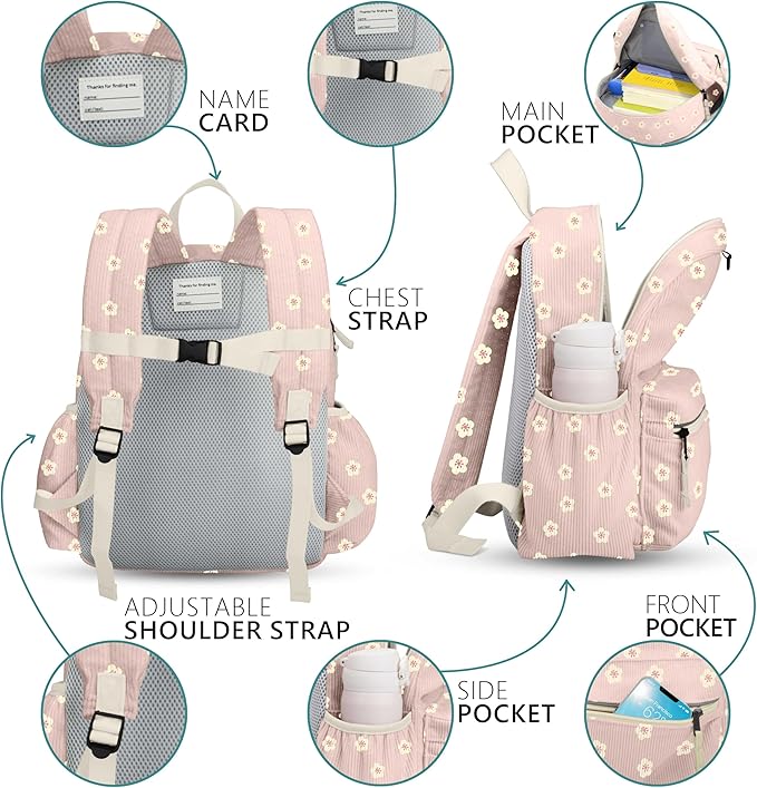 Corduroy Toddler Backpack for Boys 2-5: Preschool Backpacks for Girls - 13.5" H Fit Folder