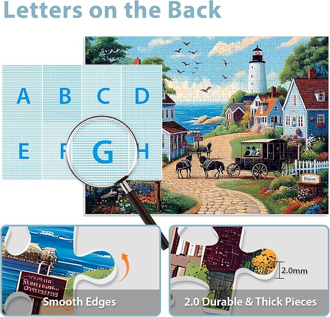 500 Pieces Puzzle for Adults, Town Horse House Puzzle, Recycled Cardboard Jigsaw Puzzles 500 Pieces for Adult, Challenging Puzzles Game Home Decor Birthday Party Gift Toy for Kids Seniors 20.5*15 in