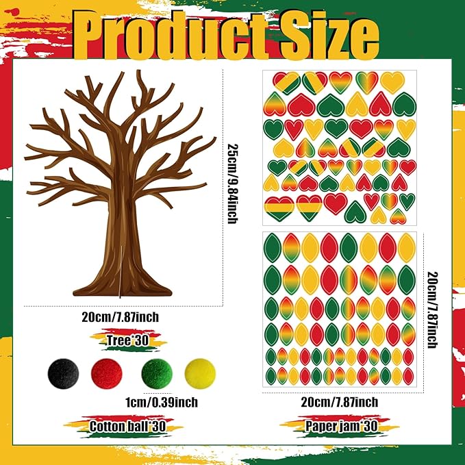 Cinrobiye 30 Sets Black History Month Party Supplies Craft Kits,African American Ornaments Decorations DIY Sets BHM Festival Crafts Decor for Kente Party Classroom Activities (BHM 1)