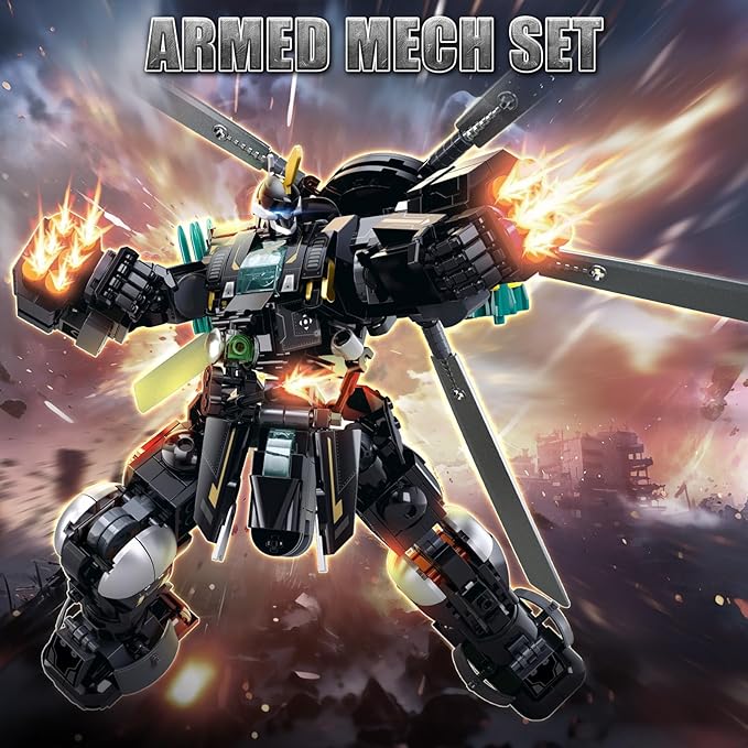 HIGH GODO Armed Mech Robot Transforming Building Blocks Set for Adults,City Warrior Justice Hero Soldier Mech Model Building Kit, Cool Creative Robots Toys Gift for Teens Boys, 545 Pieces