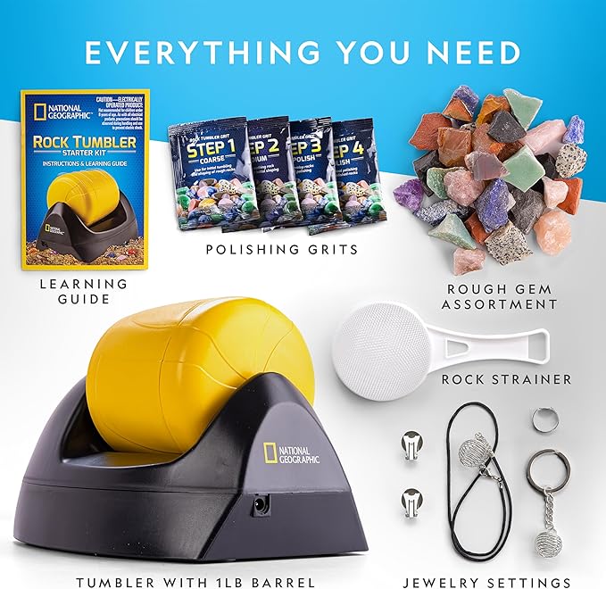 National Geographic Starter Rock Tumbler Kit - Durable Leak-Proof Rock Polisher for Kids - Complete Rock Tumbling Kit - Geology Hobby Science Kit, Rocks & Crystals for Kids (Amazon Exclusive)