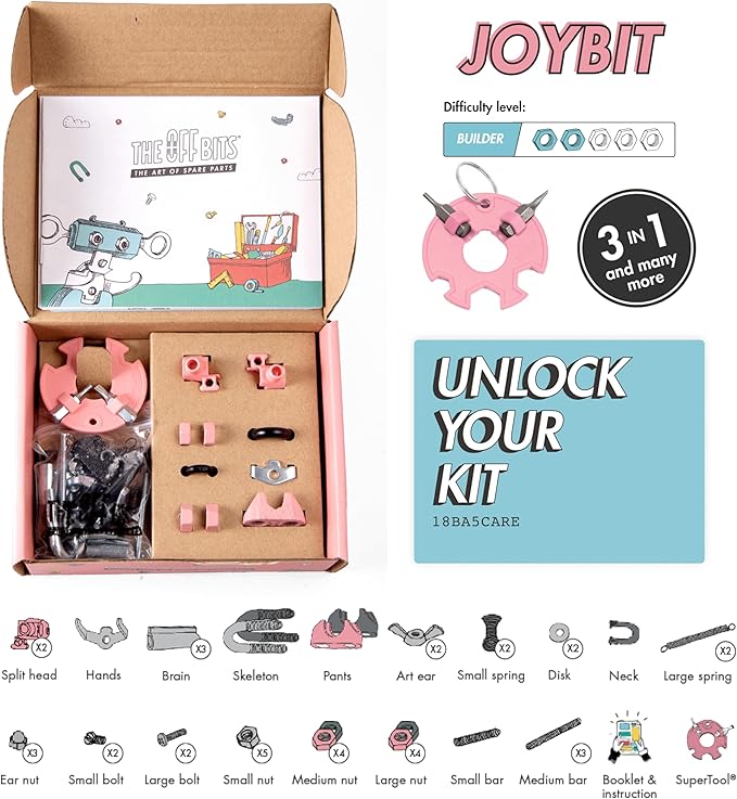The Off Bits JoyBit Build Your Own Robot Toy Construction Set, Educational Easter Gift Ideas STEM Activities Learning Kit, Creative Build and Play Model Kit Steam Toys for 6 7 8 9 10+ Year Old