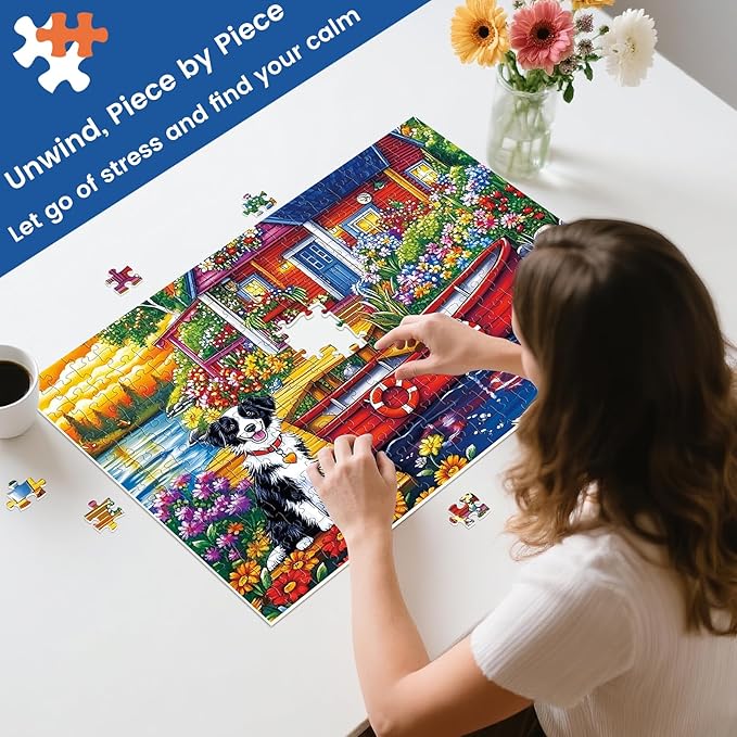 300 Piece Puzzles for Adults,Unique Cute Dog Jigsaw Puzzles 300 Pieces for Adults Kids Seniors,Animal Pet Lover Puzzle for Kids Ages 8-10 10-12,Challenging Puzzles Perfect for Game Nights,20.5*15 In