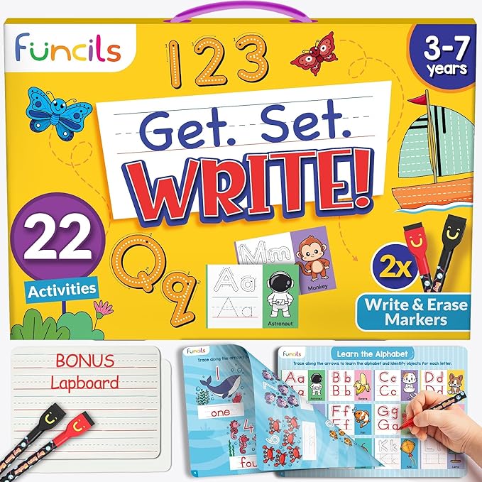 Learn to Write for Kids - Educational Toys & Games, Preschool & Kindergarten Learning Activities, Writing Practice Book, Birthday Gifts for Girls and Boys for Ages 3, 4, 5, 6 Year Old