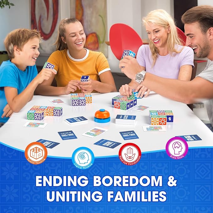 Matching Board Game, Family Puzzle Board Games for Adults & Children, Block Puzzle Games with Bell for Kids Ages 4+, Birthday Gifts Toys Travel & Party Boards Game for Family Night
