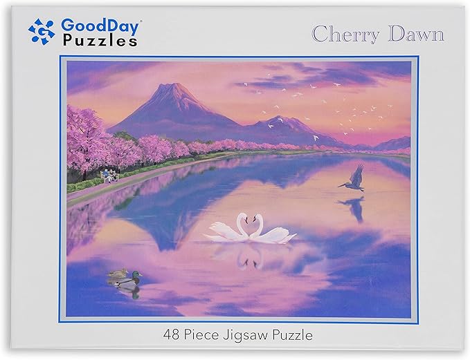Large Piece Jigsaw Puzzle – Easy & Colorful, Dementia & Memory Activities for Seniors, Elderly Gifts, 48 Pieces, Cherry Dawn