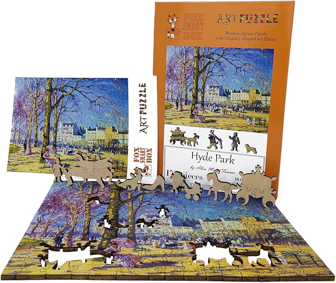 Wooden Puzzle for Adults - Uniquely Shaped Pieces - Made in The USA by FoxSmartBox - 172 Pieces - Hyde Park