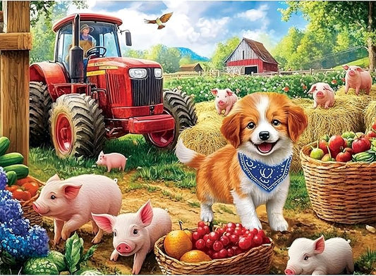 500 Piece Puzzles for Adults,Farm Dog Jigsaw Puzzles 500 Pieces Animals Pig Puzzle for Adults Seniors Premium Cardboard Puzzles Challenging Game Home Decor Birthday Party Gift