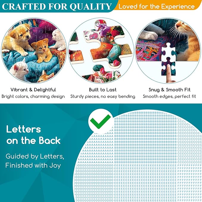 300 Piece Puzzles for Adults, Dogs Kittens on The Sofa at Play Puzzle for Adults Kids Seniors,Large Piece Puzzle for Kids Ages 8-10 10-12,Funny Sleepy Cats Puzzles Perfect for Game Nights,20.5x15 in