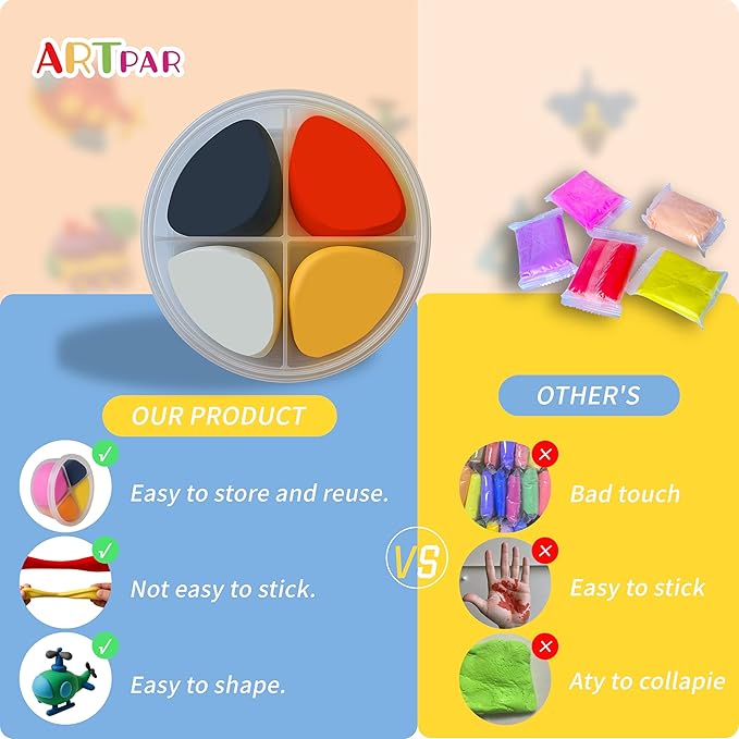 Kids Air Dry Clay Kit,12 Pack Traffic Modeling Magic Clay Sculpting Set | Ultra Light & Soft DIY Art & Crafts School Classroon Projects,Home Party Favors Supplies for Boys Girls Adults