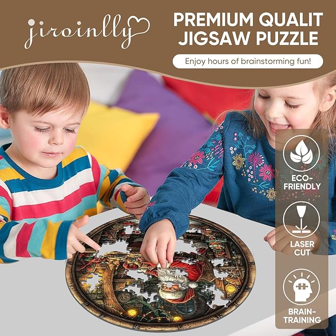 Wooden Puzzles for Adults, 200 Pieces Christmas Puzzle for Adults and Kids, 11.2in Santa Claus Unique Shape Wooden Jigsaw Puzzle, Wooden Puzzle Creative Toys for Family Friends