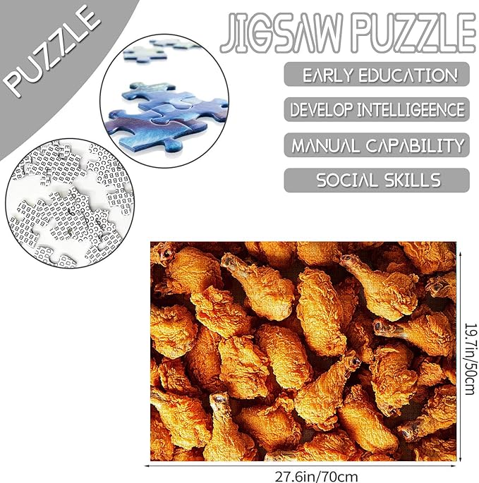 Tucocoo Fried Chicken Jigsaw Puzzles for Adults 1000 Pieces, Difficult Challenging Puzzles for Adults Snack Food Art DIY Crafts Puzzles for Home Decoration Gift, Family Puzzle Perfect for Game Nights