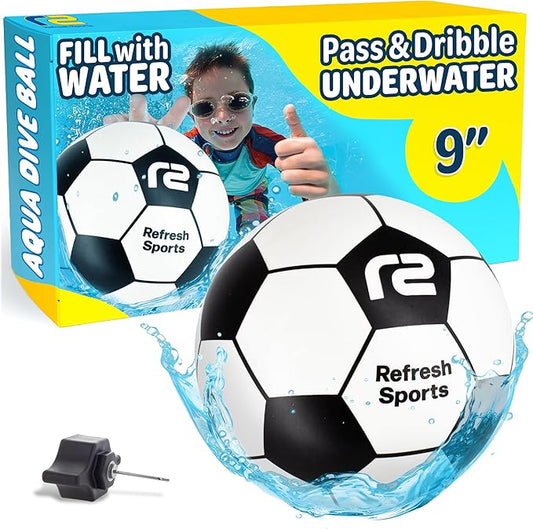 Aqua Dive Soccer Ball - Fun Underwater Pool Toys for Ages 8-12 + – Best Pool Games Outdoor Ball Game for Kids – Water Toys for Kids Summer Parties & Watermelon Beach Games - Fun Gifts For Boys & Girls