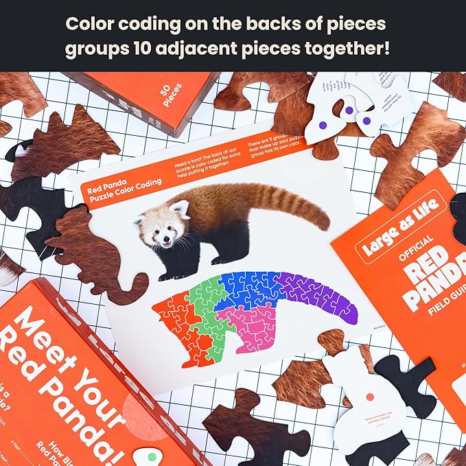 Red Panda Floor Puzzle– 50 pcs Life Size Jigsaw Puzzles for Adults, Teens & Kids, Animal-Themed Montessori Toys & Toddler Puzzles, Educational Activities for Children Ages 3+, 24x36