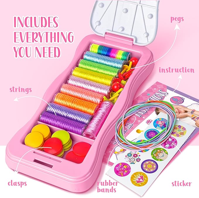GIRLINK Kids Bracelet Making Kit- DIY String Bracelet Making Kit Girl Toys - String Bracelets Maker Craft for Ages 6-12 Children's Day Gift Birthday Gifts Ideas for Girls