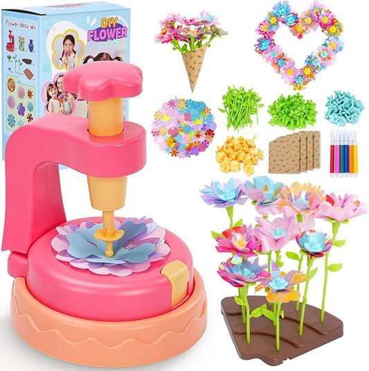 Fabric Flower Bouquets Toys DIY Craft Kits Toys for Kids Arts and Crafts for Kids Ages 4-5-6-7-8-10-12 Year Old Girl Birthday Gifts Making Bouquets Little Girl Kid's Gardening Set (DIY Flower Set)