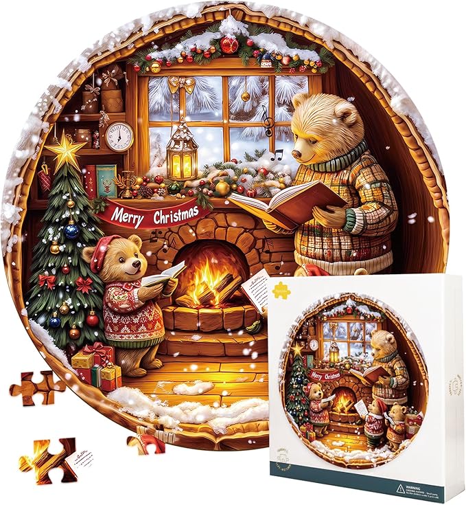 Masseruon 1000 Piece Puzzle for Adults, 26.6 * 26.6in Bear Family Puzzle for Adults, 1000 Pieces Flat Puzzles with 3D Visual Effect When Completed, Adult Puzzles Games