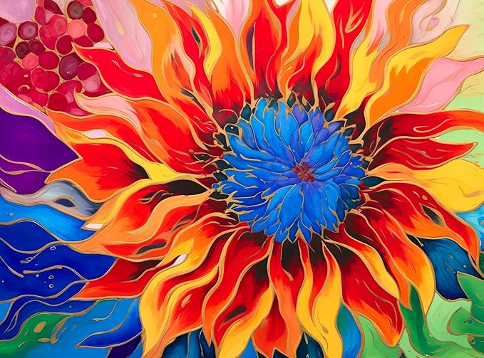 Cross & Glory - Firelit Dahlia's Dance - 1000 Piece Jigsaw Puzzle for Adults | Vibrant Artistry | Premium Quality | Satin Finish