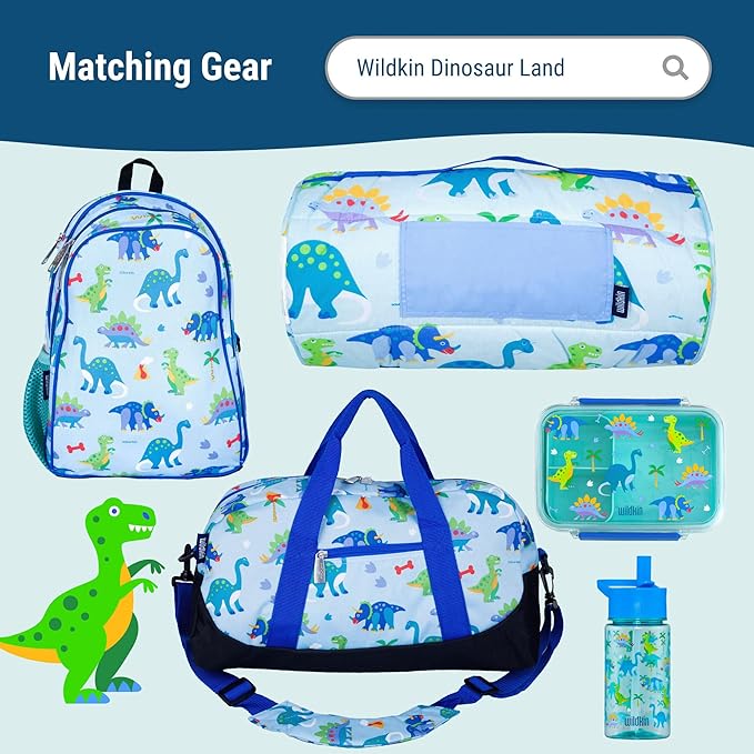 Wildkin Kids Insulated Lunch Box Boys – Durable and Reusable for School & Travel (Dinosaur Land)