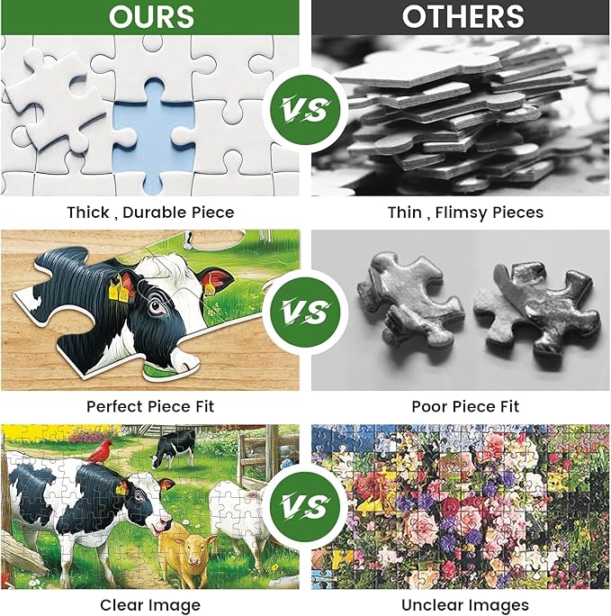 300 Pieces Jigsaw Puzzles for Adults, Pasture Cows Puzzle for Adults Children Seniors, Brid Puzzle 300 Pieces, Gift for Birthday, Home Decor, Fun for Family Entertainment(20.5 * 15 Inch)