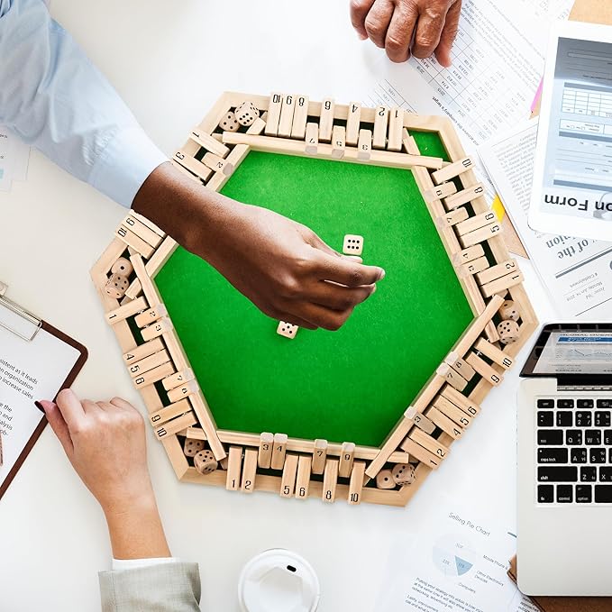 ropoda Shut The Box Game, Upgraded 1-6 Player Wooden Board Games for Adult and Kids, Shut The Box Dice Game -Addition Training, Fun for Family Game Night