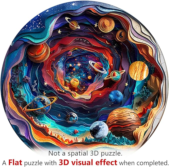 Wooden Puzzles for Adults, Unique Animal Shaped Universe Adult Puzzle, 3D Vision Wooden Jigsaw Puzzles Adult, Challenging Creative Gifts Family Games 11.4 * 11.4in 200pcs