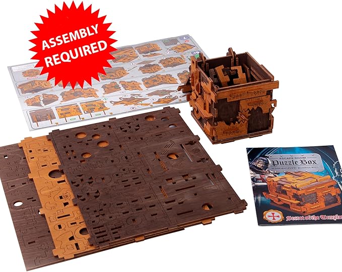 WOODEN.CITY Escape Room Puzzle Box – 3D Wooden Puzzle Box for Adults & Teens, Brain Teaser Puzzle Box Secret Lock Box with Cluebox Mechanism – Mechanical Wood Puzzle Box Kit, Unique Puzzle Boxes Gift