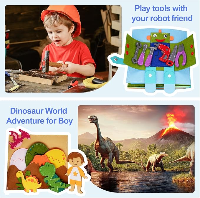 Montessori Felt Busy Book Toddlers Quiet Book Preschool House Pretend Play Early Learning Educational Travel Toys for Kids Age 2 3 4 5 6 Travel Essentials Daily House Learning Activitie Boys Gift