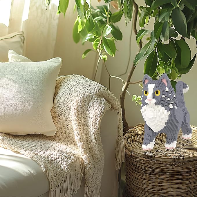 Larcele Micro Building Blocks Set, DIY Mini Building Toy Bricks for Age Over 12 Years, 1834 Pieces KLJM-05 (Maine Coon Cat)