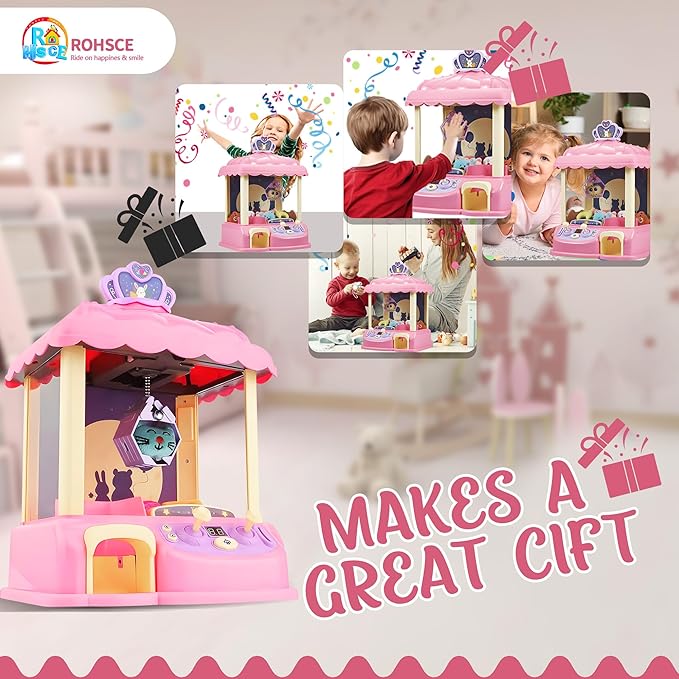 Kids Claw Machine, Girl Toys for Ages 8-13 Arcade Game Toy Claw Machine Electric Candy Vending Machine Toy with LED Lights & Adjustable Sound Birthday Gifts for 6 7 9 10 12 Years Old