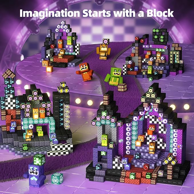 idoot 100PCS Magnetic Blocks Monster Bear Montessori STEM Toys, Build MagWonder with Building Construction Playset, Halloween and Birthday Gifts for 5 Year Old Boys