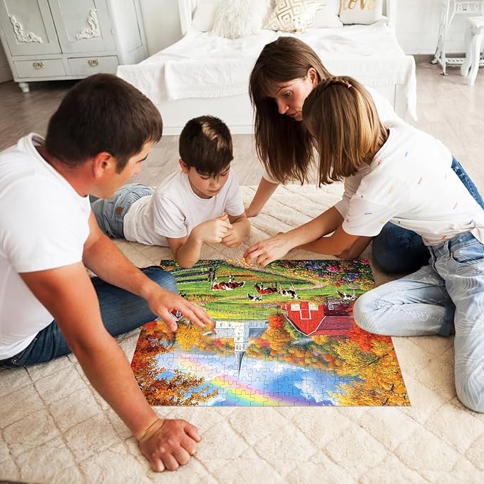 300 Piece Puzzles Jigsaw Puzzles 300 Pieces for Adults Farm Cow Puzzles for Kids Ages 8-10 Adult Puzzle Challenge Game Gift Toy for Puzzle Enthusiasts Home Decor Gift Toy 20.5x15IN