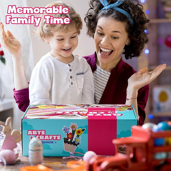 rowood Arts and Crafts for Kids,Craft Supplies for Kids Ages 4 5 6 7 8 9 10 11&12,DIY Craft Box Art Kit Warehouse Project Birthday Christmas Gift for Girls and Boys