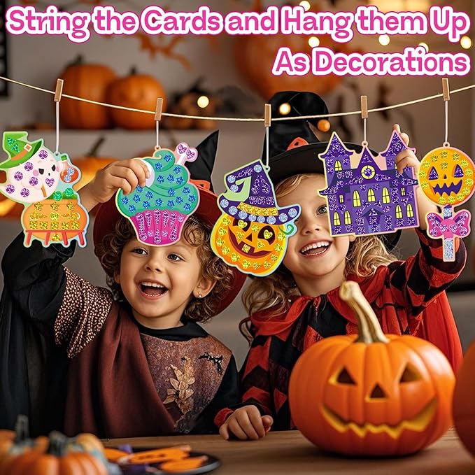 iGetooy 10 Sets DIY Mosaic Stickers for Kids, Halloween Art Craft Kit with 720+ Stickers, Travel Toys for Kids, Birthday Gifts for Girls and Boys 3-8 Year Olds