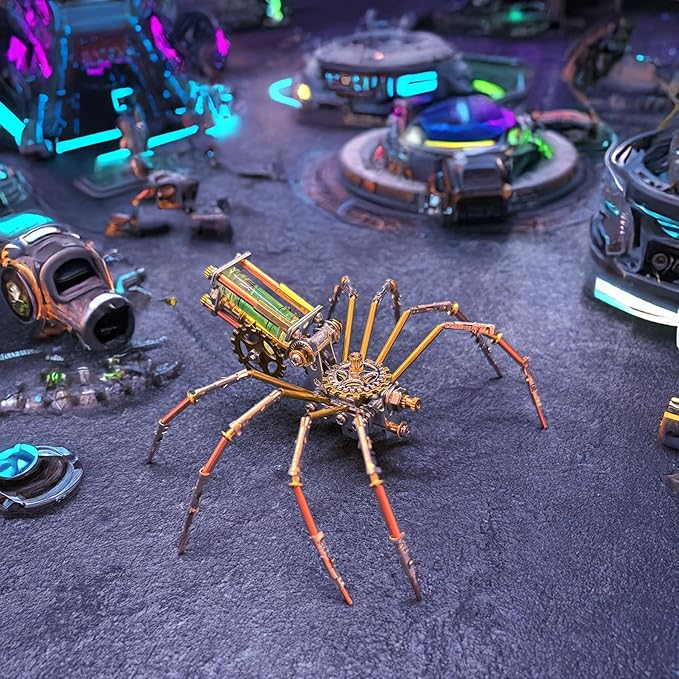Metal Insect Bug Sculpture Steampunk Mechanical Insect Clockwork 3D Steampunk Metal Puzzle Kits for Adults (Mechanical Spider F)