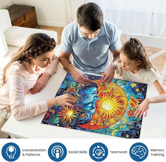 300 Piece Puzzles for Adults,Cool Solar and MoonPuzzle for Adults Kids Seniors,Recycled Cardboard Unique Flowers Puzzle 300 Piece,Challenging Family Game Great Gift for Family Friends,20.5 x 15 in