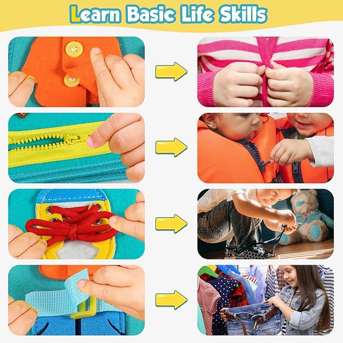 Toddler Busy Board - Montessori Toys for Toddler Boy Birthday Gift, Educational Learning Sensory Busy Book for Toddlers Boys, Airplane Car Travel Activities Toy for Toddlers