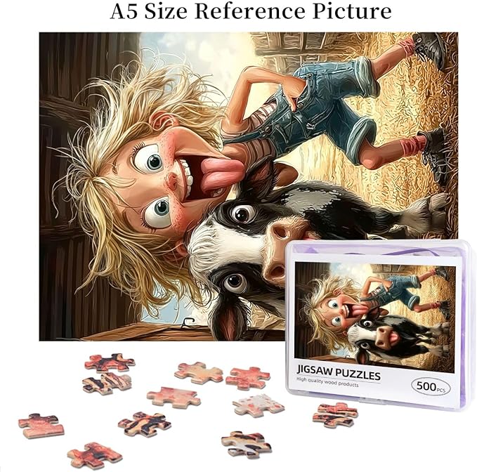 Highland Cows Jigsaw Puzzle 500 Piece,Cute Cattle 500 Piece Jigsaw Puzzle，Funny Highland Cow Jigsaw Puzzles，Cute Animal Jigsaw Puzzles