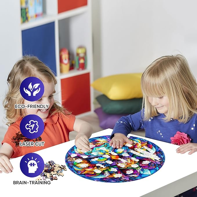 Wooden Puzzle for Adults Colorful Owl Jigsaw Puzzles Unique Animal Shape Puzzles Family Game Fabulous Gift for Kids and Adults on Birthday 500 Pieces 16.5 * 16.5in