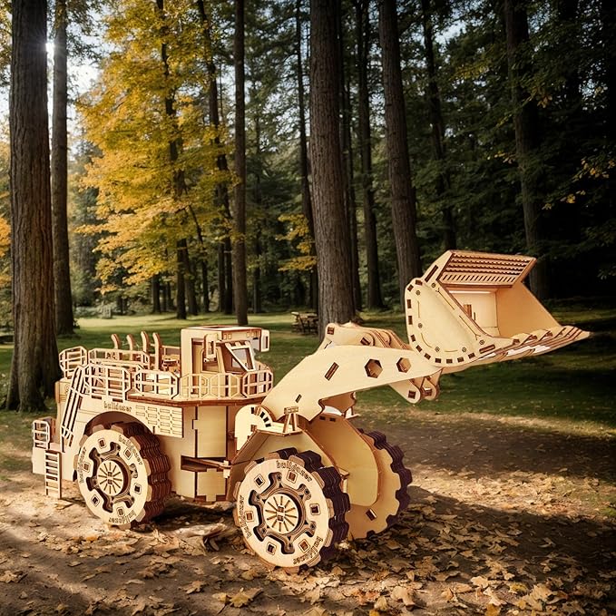 3D Wooden Puzzle for Adults, Bulldozer Model Kit Educational STEM Toy, Mechanical Engineering DIY Wooden Models, Unique Gift for Kids Birthday Christmas (Bulldozer LG)