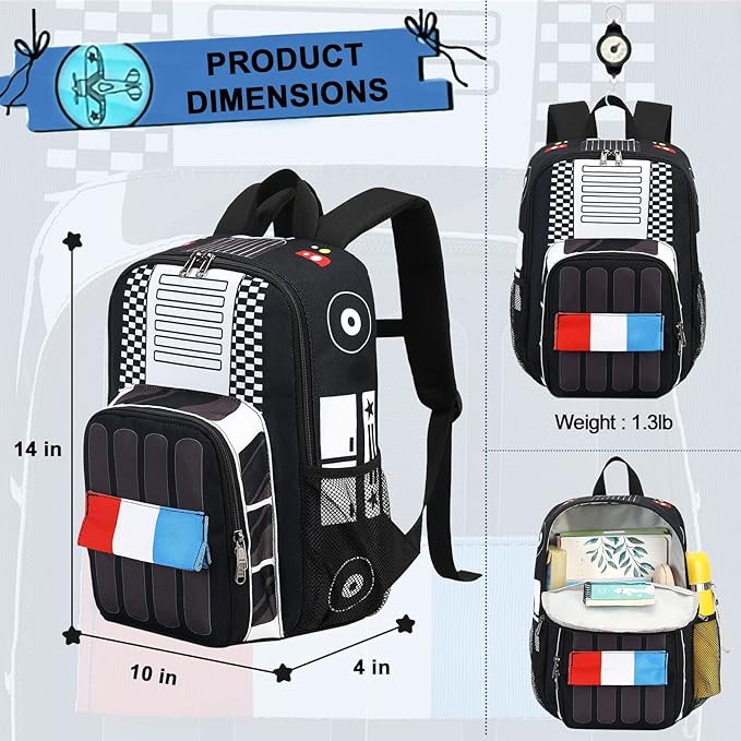 Kids School Backpack with Lunch Box for Boy Kindergarten BookBag School Bag Preschool Kindergarten Toddler Backpack (Police Car)