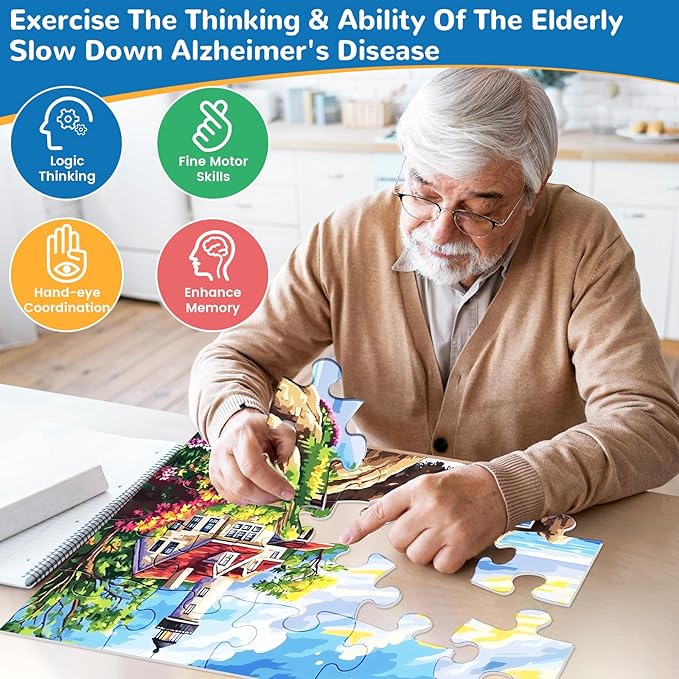 6 Packs 16 Large Piece Puzzle for Seniors, Dementia Alzheimer's Products Activities for Elderly Adults, Easy Puzzle Alzheimer’s Memory Cognitive Game Gift for Patient in Nursing Home