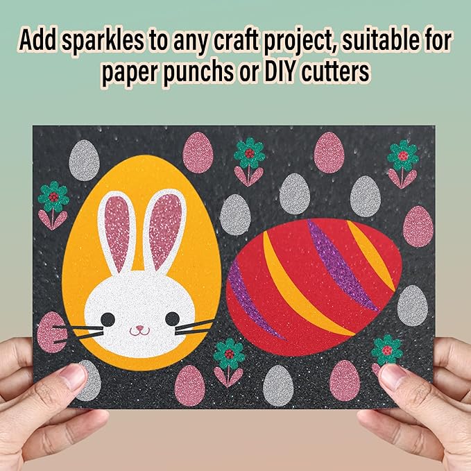 SALEMAR Black Sticky Glitter Foam Sheets for Craft, 10 Packs Thick Self-Adhesive Sparkle EVA Paper Stickers for School Projects, 30 x 20cm