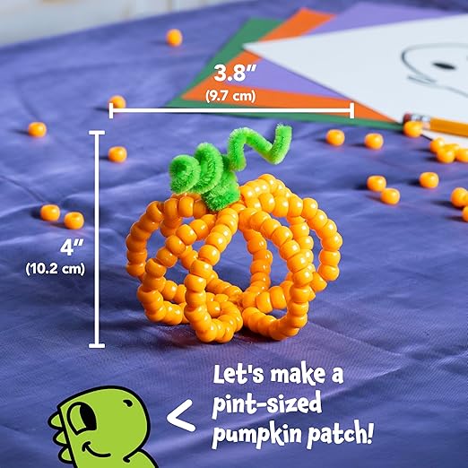 Ready 2 Learn Halloween Crafts | Create Your Own Bead Pumpkins | Set of 4 | DIY Halloween Crafts for Kids | Mess-Free | Kid-Friendly Instructions