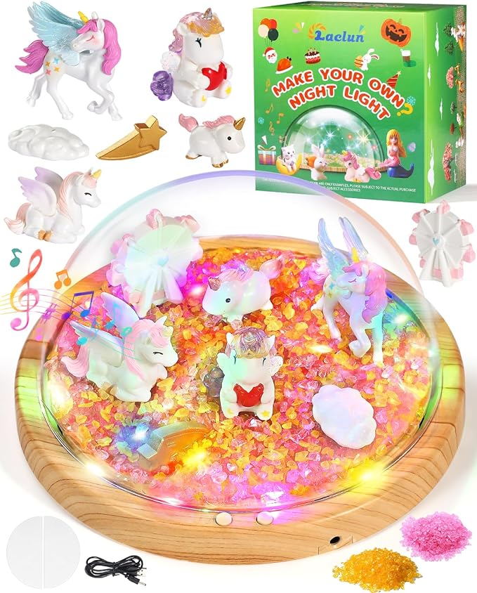 Laclun Unicorn Toys for Girls, Make Your Own Unicorn Night Light with Music,Arts and Crafts for Kids,Gifts for 4 5 6 7 8 9 10 Year Old Girl,Ideal Christmas Gifts Best Toy