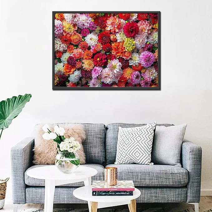 Tucocoo Flowers Background Jigsaw Puzzle 1000 Pieces Puzzles for Adults, Chrysanthemum Floral Art Puzzles for Challenging Family Activity Games 20 x 27 inches DIY Puzzle for Home Decor Gifts