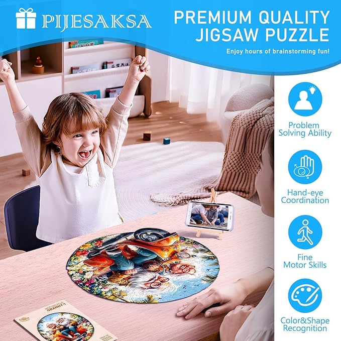 Wooden Puzzles for Adults, Motorcycle Granny Wooden Jigsaw Puzzle for Adults, Cool Wood Puzzles Adult, Unique Shape Puzzle for Seniors, Fun Gifts for Family & Couples (L-13.4 * 13.4in -270 Pieces)